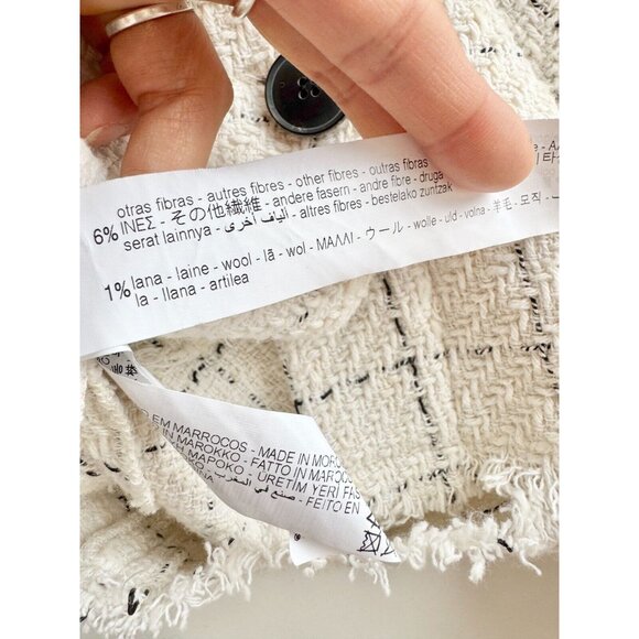 NWOT ZARA White Check Plaid Boucle Tweed Oversized Shirt Jacket Shacket, Size XS - Picture 11 of 16